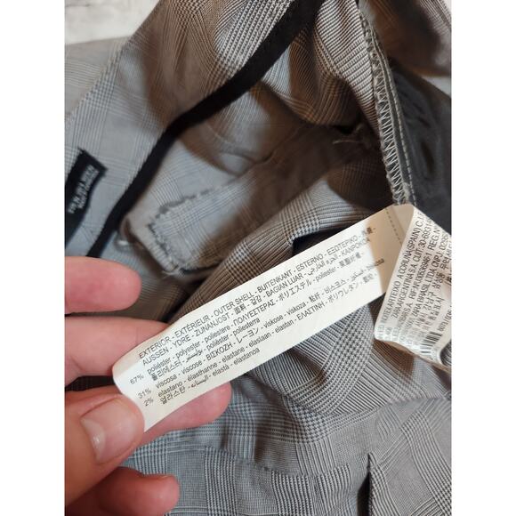 Zara Women's Gray Plaid Mid Rise Flat Front Straight Leg Dress Pants Size 4 - Picture 4 of 7